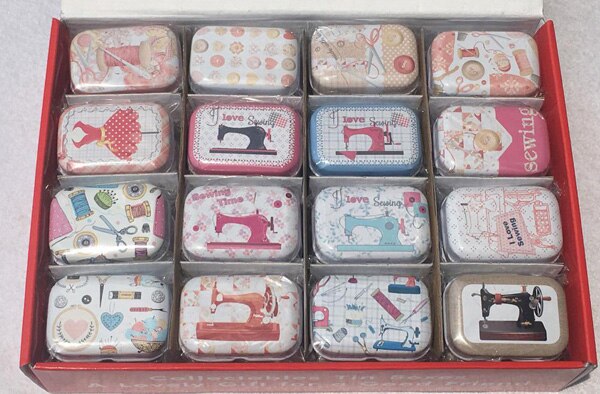 32pcs/lot Collective Tin Boxes Needlework sewing accessory/sewing machine pattern craft box with lid