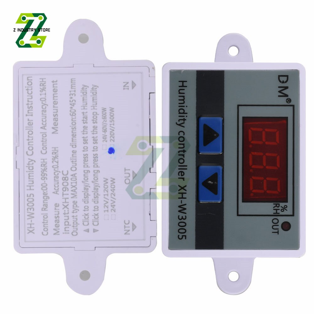 Controlador de higrómetro y medidor de humedad Digital, XH-W3005, relé de 12V, 24V, CA de 110V-220V, regulador, Sensor de humedad, W3005