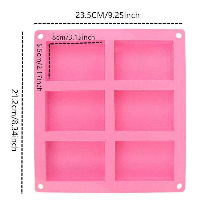 Siliconen Zeep Mal 6 Cavity Rechthoek Bak Lade Draagbare Voor Zelfgemaakte Diy Mold STTA889