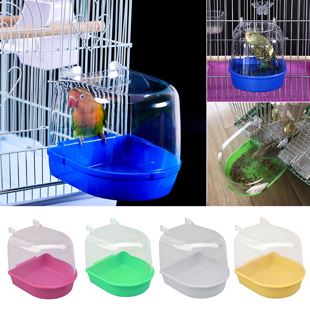 Plast fugl vandbad kasse badekar papegøje til undulat lovebird fugl kæledyr bur hængende skål parakit fuglebad hængende tilbehør