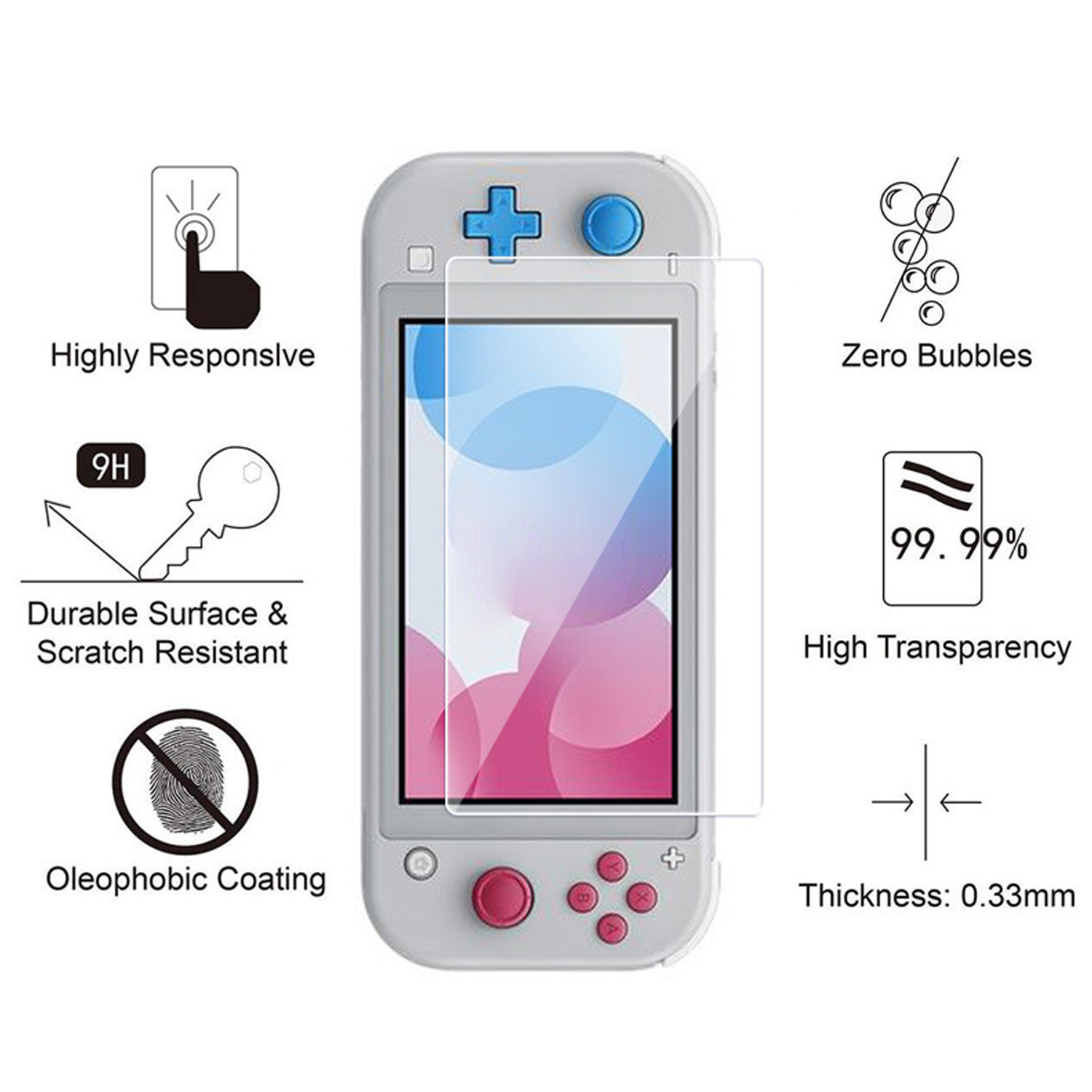 Bevigac 2PCS Scratchproof Anti-fingerprint Gehard Screen Protector voor Nintendo N-Schakelaar Schakelaar Lite Mini Console