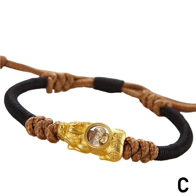 Hand Made Bixie Touw Chain Novel Goud Kleur Draaiende Windmolen Lucky Dappere Troepen Gevlochten Energie Armbanden Voor Mannen Vrouw Armbanden: C