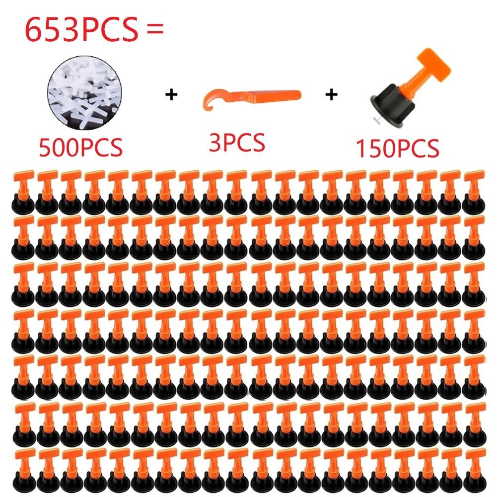 653* Reusable Tile Leveling System Wall Floor Tile Leveler Spacers With Wrench Tile Laying Anti Lippage Construction Tool