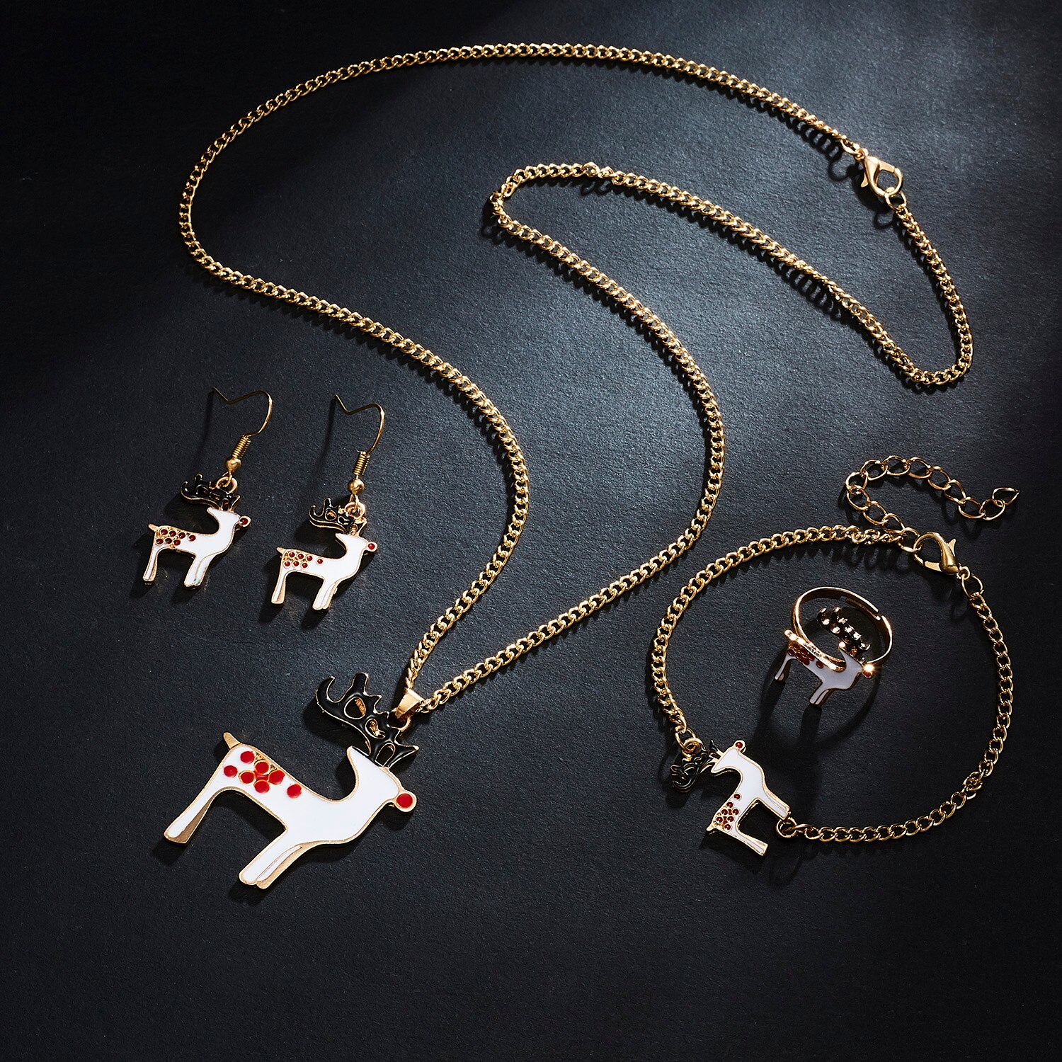 Rinhoo kerst ketting oorbel armband ring sieraden sets voor vrouwen kinderen kerstman boom eland bellen feest voor het jaar