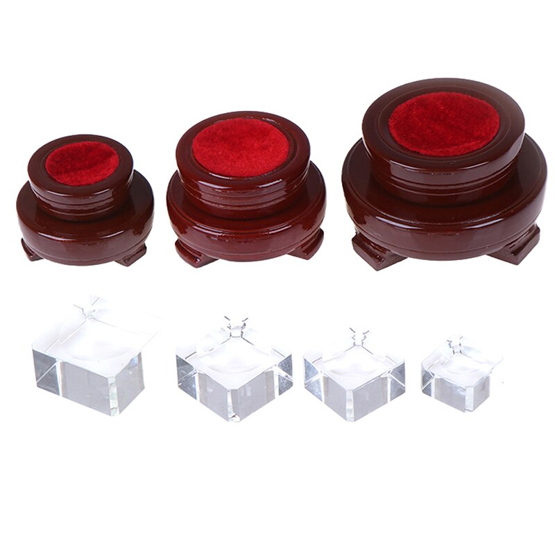 Red Brown Wooden Display Stand Base For Crystal Balls Sphere Globe Stones Wooden Display Stand Holder Accessory