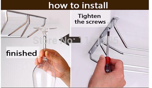 Wijnglas wandrek houders 38cm 4 rijen roestvrij staal zilver koperen hanger met schroeven hangende glasplanken rekken voor wijn