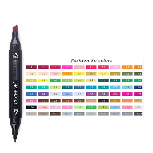 Alcohol Based Markers Touchfive for Drawing Sketch Marker Pen Set Dual tip 10/30/40/60/80/168 Colors Art Marker for School: 80 Colors Black