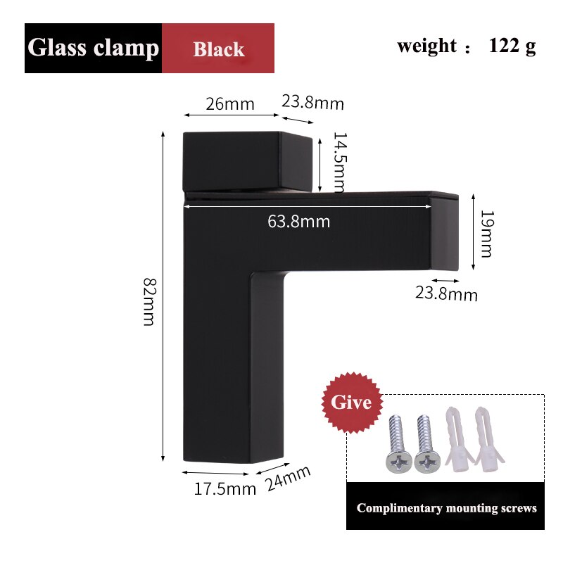 Zinc alloy Glass clamp Adjustable glass clip partition plate plate plate fish mouth clamp f clamp fixing bracket clip plate