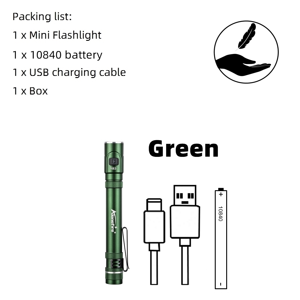 Mini Hohe Helle Led Stift Taschenlampe USB Aufladbare Magnet KÜHLE Stift Clip Taschenlampe Outdoor Camping Wandern Notfall beleuchtung Licht: Grün