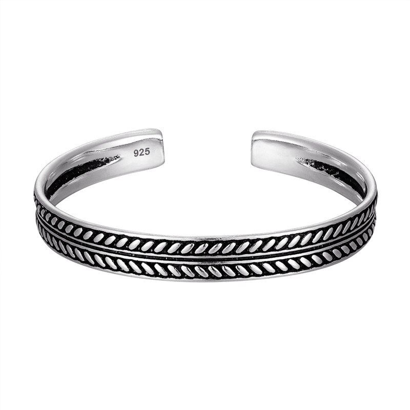 Pulsera abierta con patrón de pez para hombre y mujer, brazalete Irregular de Color plateado, joyería Vintage, novedad: Rodio plateado