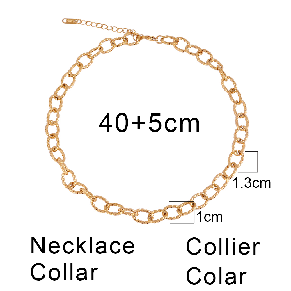Goudkleurige Dikke Ketting Choker Ketting 316L Roestvrijstalen Halsketting Voor Dames Kettingen Mode Sieraden Feest: Silver Plated
