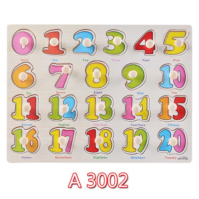 30cm Kid Early educational toys baby hand grasp wooden puzzle toy alphabet and digit learning education child wood jigsaw toy: A3002