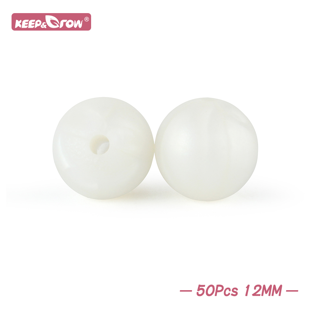 Perles rondes en Silicone de 12MM, 50 pièces, accessoires de dentition pour bébé, anneaux de dentition à croquer, sans Bpa, perles d'allaitement pour bébé