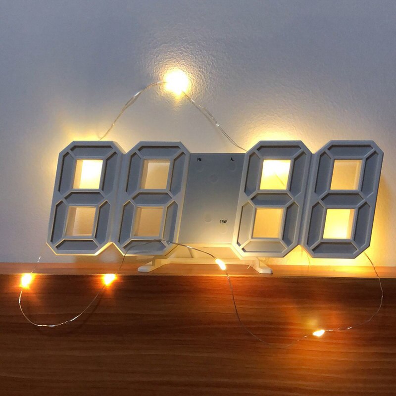 Reloj de pared grande 3D, moderno, LED, Digital, USB, electrónico, nocturno, luminoso, alarma, de mesa, decoración del hogar de escritorio