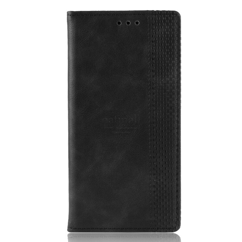 For Huawei Honor 10X lite Case Book Wallet Vintage Magnetic Leather Flip Cover Card Stand Soft Cover Luxury Mobile Phone Bags: Black