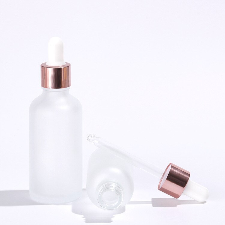 10 teile/los 5ml 10ml 15ml 20ml 30ml 50ml 100ml gefrostet Glas Tropfer Flasche für Ätherisches Öl Mit Rose Gold Ring Tropfer Kappe