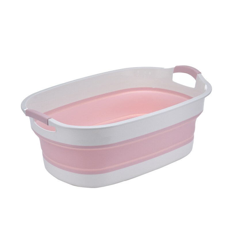 Baby Shower Protable Bath Tub Folding Baby Shower Bathtub Portable Pet Bath Tubs Safety Security Bath Accessories Storage Basket: Pink