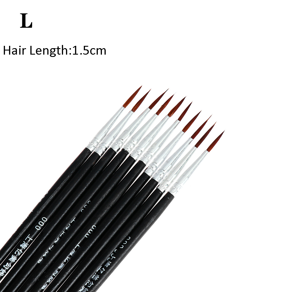 10 stk / sæt maleri pen fin håndmalet tynd krog linie pen tegning kunst pen maling pensel nylon pensel kunstforsyninger: Sort l