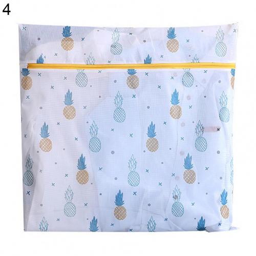 Bolsa de lavandería de poliéster, bolsas para lavar la colada, estampado de plantas, con cremallera, bolsa de rejilla para la ropa sucia, lavadoras, 6 tamaños: Pineapple 4