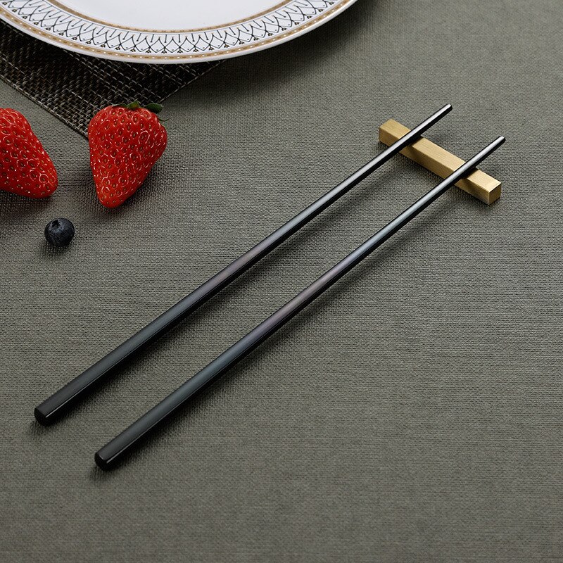 Vacclo 1pair 304 Stainless Steel Chopsticks Titanium Plated Gold Colorful Non-slip Square Household Stainless Steel Tableware: T7