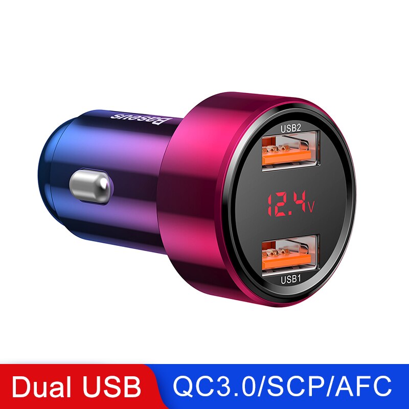 Baseus Quick Car Charger 6A 45W Dual Usb Type C QC4.0 PD3.0 Snelle Oplader Voor IPhone13 Pro Xiaomi Samsung telefoon Auto Snel Opladen: Red USB and USB