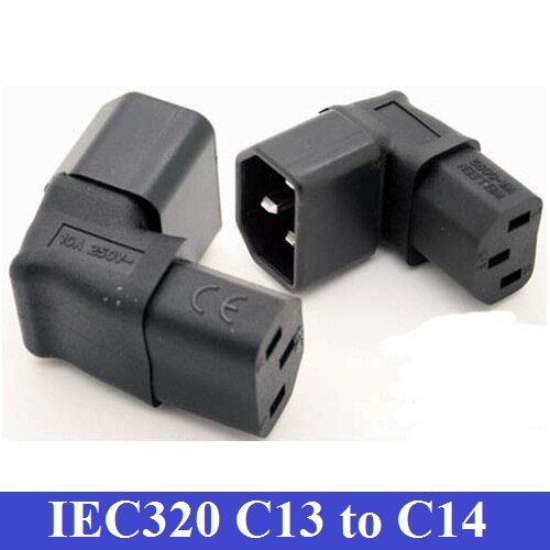 IEC 320 C14 Male naar C13 Vrouwelijke UP bocht 90 graden conveter Adapter PDU UPS Adapter server power converter plug