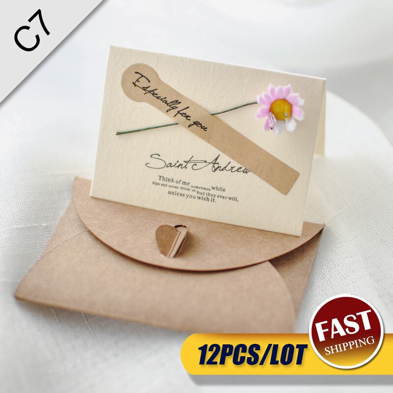 12pcs pocket bruiloft bloem uitnodigingskaarten bruiloft verjaardag bridal en baby douche goedkope uitnodigingen met envelop + blanco kaarten: C7-PinkDaisy-12pcs