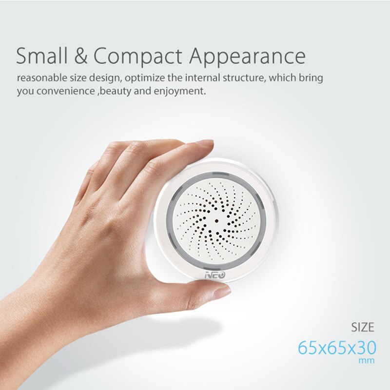 Temperaturfuktighetslarmsensor wifi siren tuya smart life app fungerar med eko alexa google hem ifttt