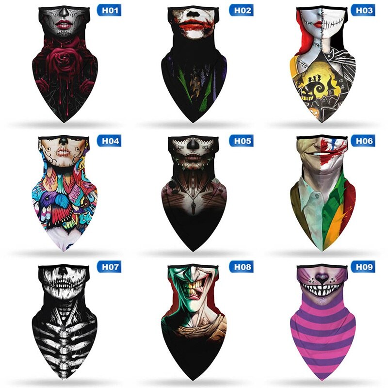 Halloween Party 3D Print Balaclava Magic Scarf Balaclava Outdoor Cycling Driving Bandana Fishing Hiking Face Mask Neck Cover
