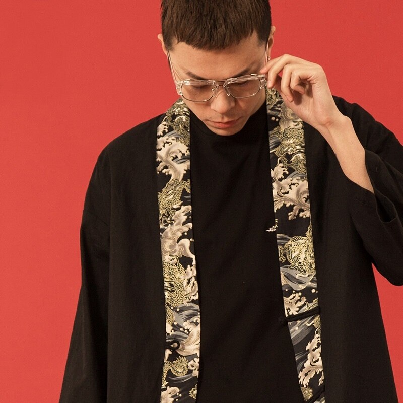 Japanese kimono cardigan men haori yukata male samurai costume clothing kimono jacket mens kimono shirt yukata haori KZ2020