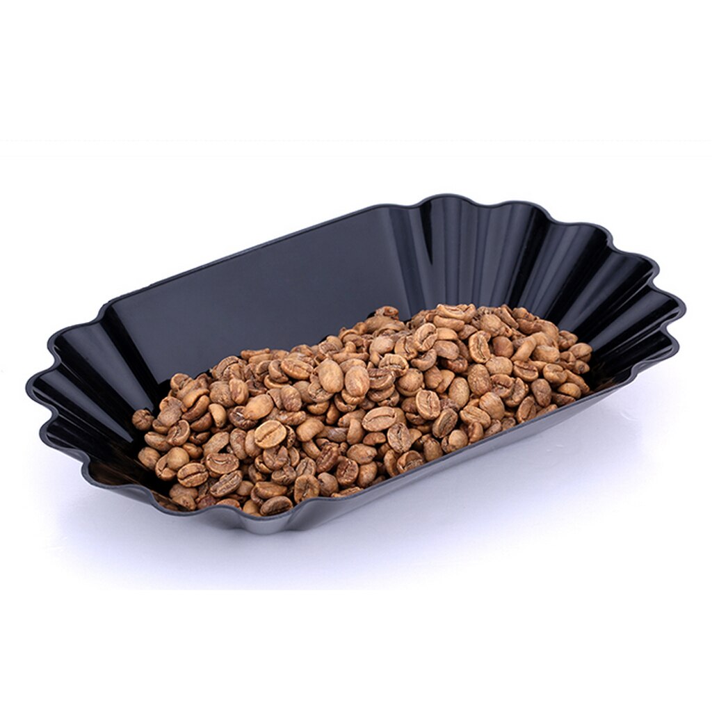 Kaffekoppning provbricka snack tallrik skål oval bricka för gröna och rostade kaffebönor plocka