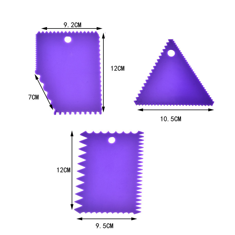 Pastry Dough Cutter Cake Bread Slicer Baking Tools For Cakes Scraper Cake Blade Silicone Spatula For Cake Patisserie 3PCs/Set: style 2 purple