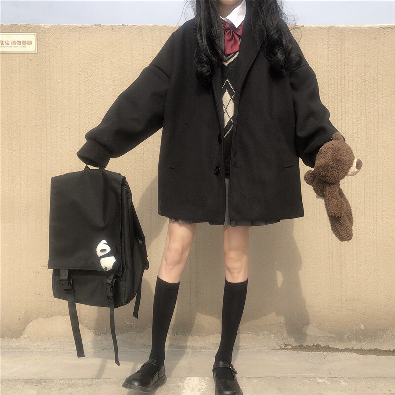 Academic Style Suit Coat + Knitted Sleeveless Vest + Long-Sleeved Shirt JK japanese school uniform school girl outfit