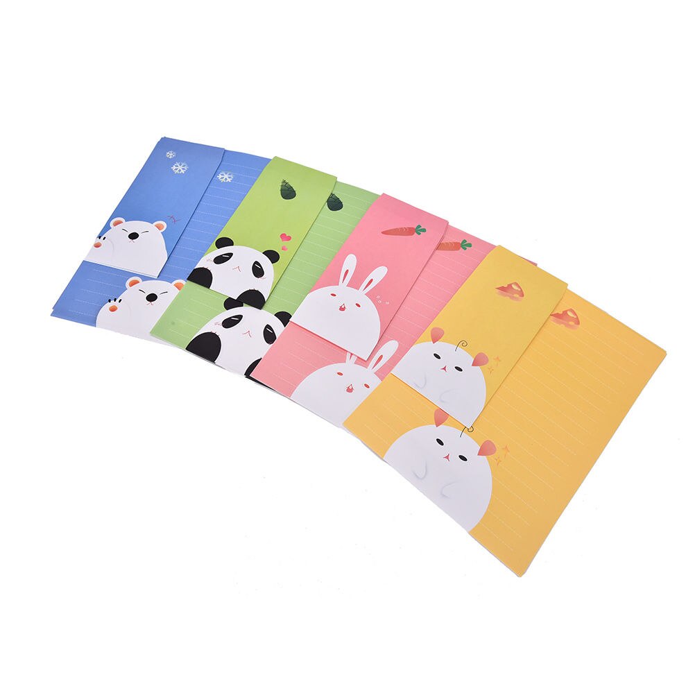 Enveloppes en papier Kraft Vintage mignon dessin animé Kawaii papier coréen papeterie 6 feuilles papier lettre + 3 pièces enveloppes par ensemble