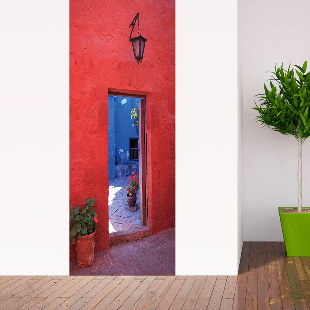 Door in Door 3D Imitation Door Stickers For Livingroom Bedroom Self Adhesive Wallpapers DIY Renovation PVC Door Decal