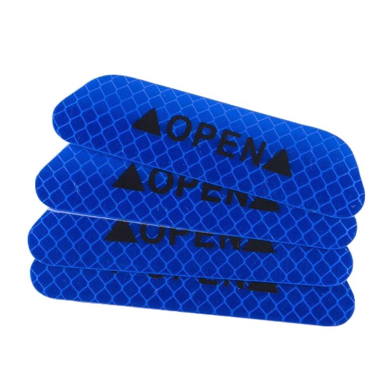 4 pieces of car door anti-collision stickers, reflective tape, auto parts, exterior, reflective tape, reflective strip: Blue