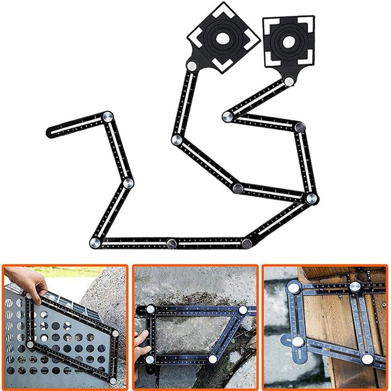 12-Fold Tile Hole Locator Adjustable Tool Masonry Glass Fixed Angle Measuring Ruler Universal Angular Measurement Tool