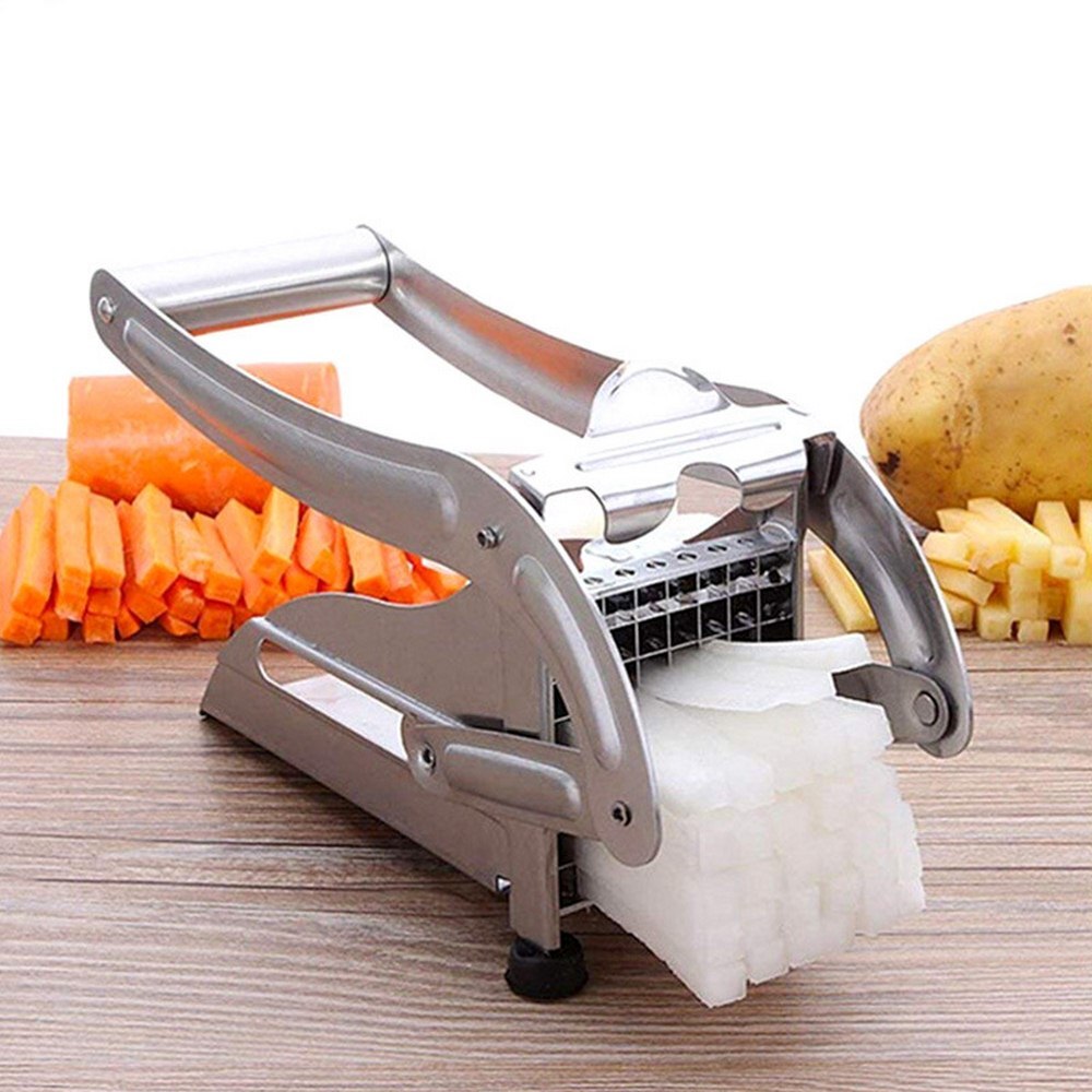 Edelstahl Französisch Frites Schneider Kartoffel Chips Streifen Schneiden Maschine Maker Slicer Chopper Dicer W/ 2 Klingen Küche Gadgets