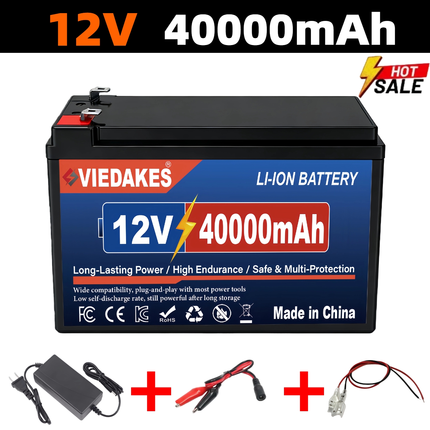 12V 200Ah LiFePO4 lithium Battery, Deep 4000+Cycle Built-in BMS for camping power supply, boat, spray, e-wheel, fish finder☽: black