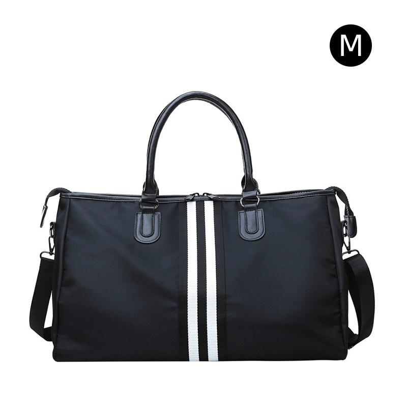 Reisetasche Wasserdicht Gestreifte Reisen Taschen Und Fitness Für Frauen Frauen Wochenende Reise Handtasche Reistas XA760WB: Schwarz M