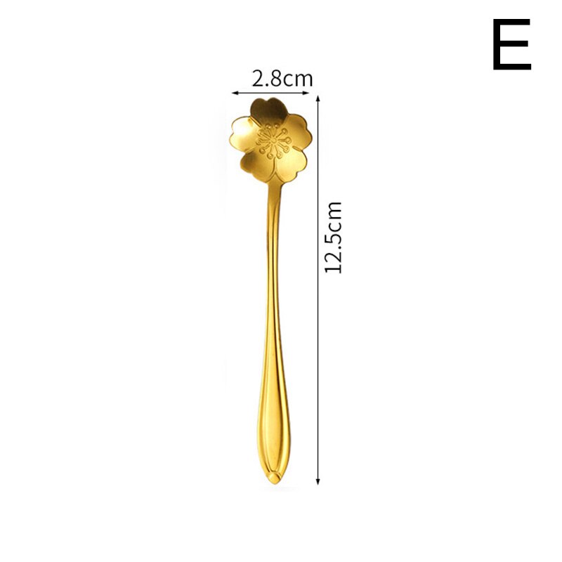 Tee Kaffee Mischen Löffel Gold Löffel Nachtisch Kirschblüzehn Edelstahl Jahrgang Teelöffel Trinken Küche Geschirr Besteck: E