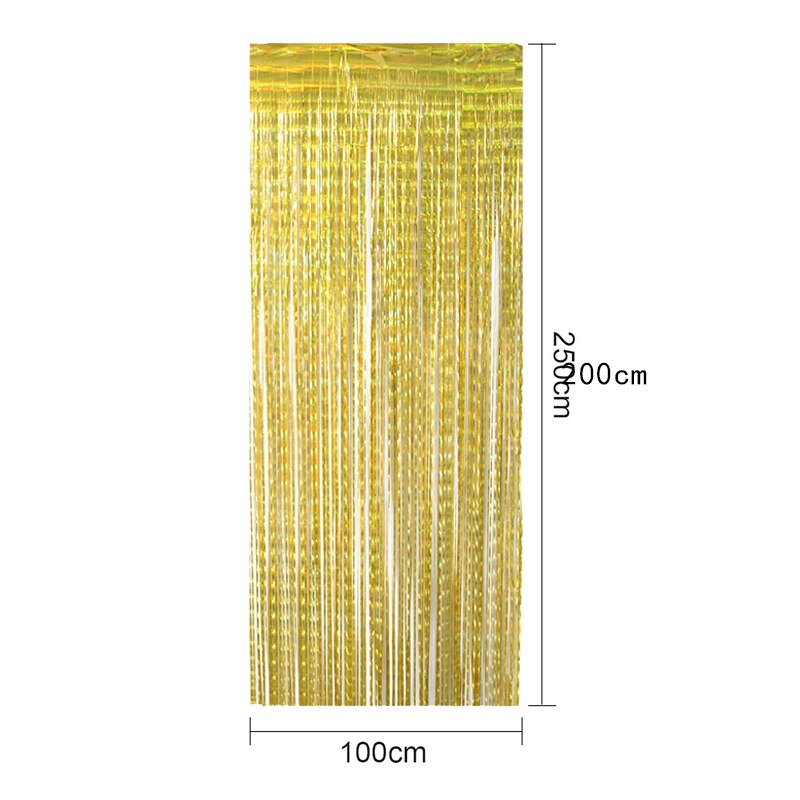 100X200Cm Goud Folie Gordijn Metallic Klatergoud Folie Fringe Gordijn Party Decor Foto Achtergrond Verjaardag Bruiloft Viering
