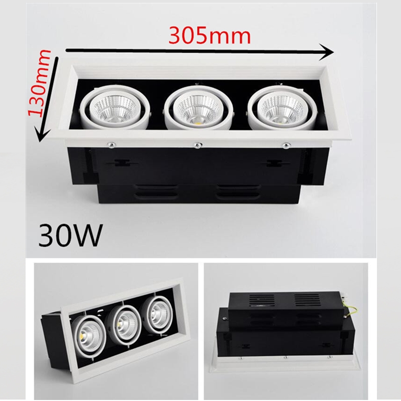 Dobbelt dæmpbar led-downlight, loftspotlight, 10w 20w 30w ac85-240v indbyggede loftslamper, indendørs belysning