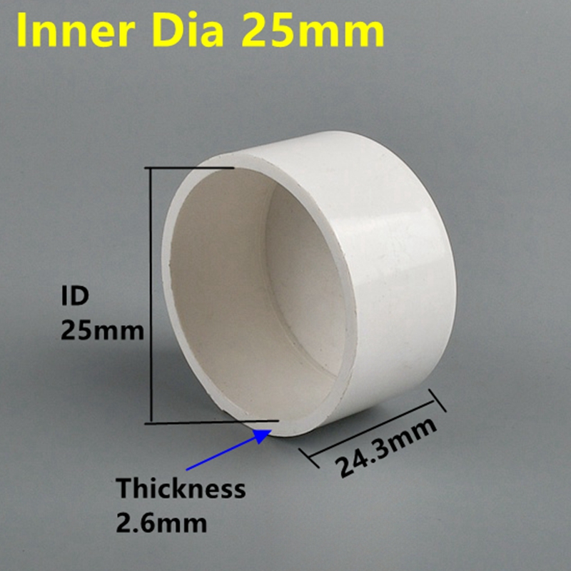 1~5PCS ID 16~50mm White PVC Water Supply Pipe End Cap Connector Garden Irrigation Farm Accessories Adapter Aquarium Tank Fitting: Silver / 1''