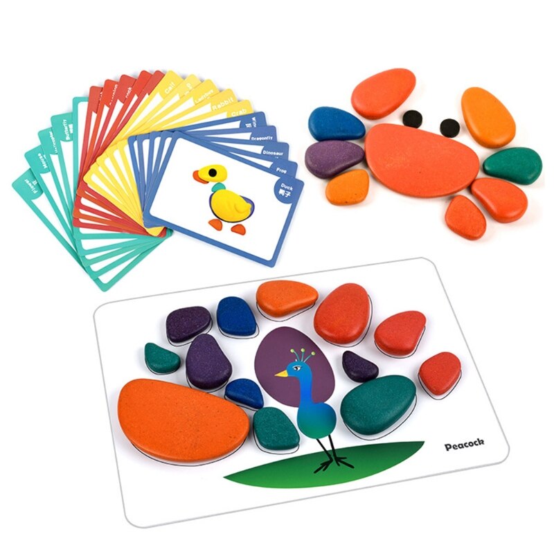 Rainbow Pebbles Puzzles Educational Toys Stones Stacking Game For Children Early Learning Math