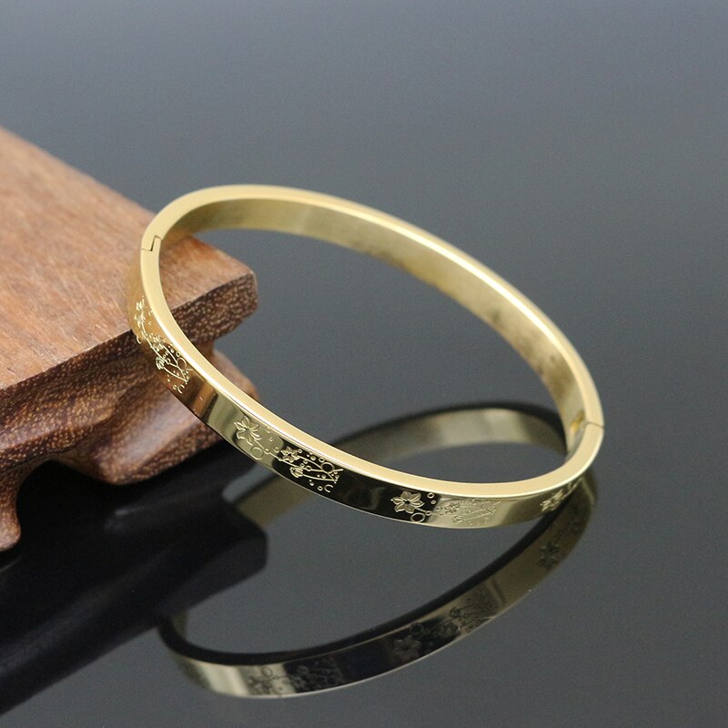 Pulsera de acero inoxidable con de flor de loto para mujer, brazalete con de flor de loto, joya bonita para ,