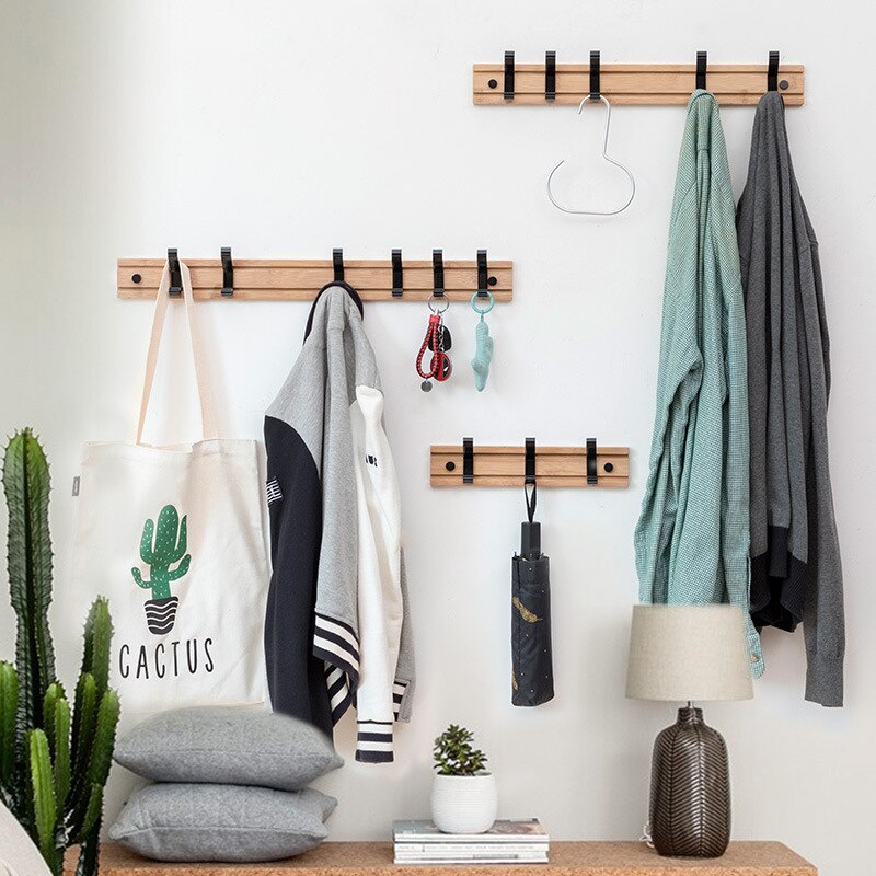 Nórdica pared estante para colgar abrigos pared ropa colgador de llaves ganchos colgador de puerta titular de la bolsa de armario de dormitorio de madera de percheros para sombrero