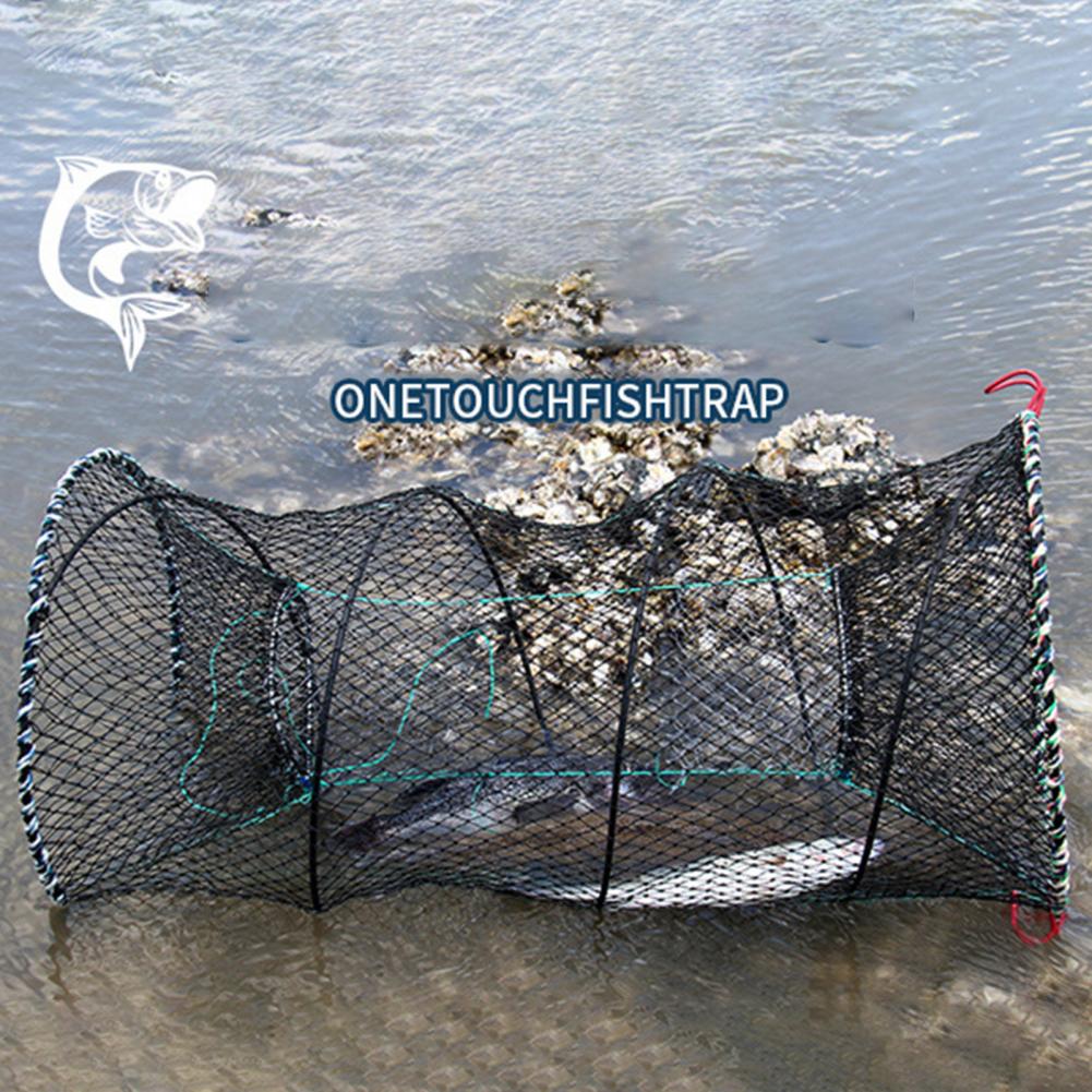 Gabbia a molla gabbia da pesca compatta Nylon facile da trasportare comoda rete da pesca con gabbia a molla