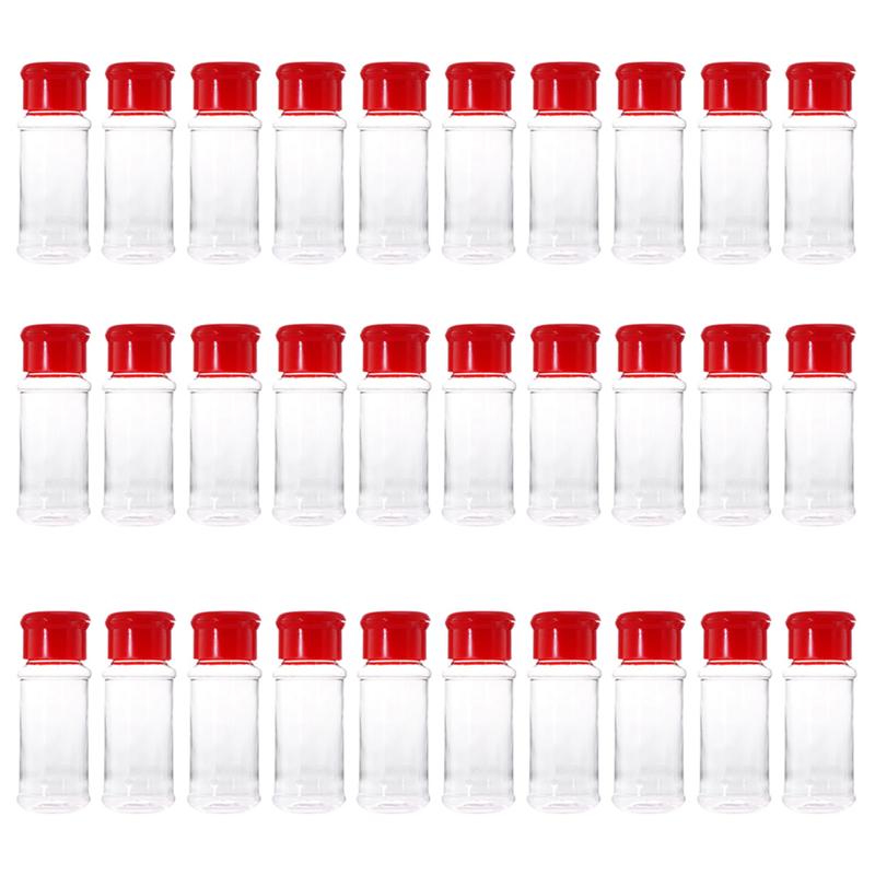 10/12/24/30/40Pcs Kruiden Fles Plastic Spice Pot Peper Shakers Zout Jar Kruiderij flessen Voor Barbecue (Groen/Rood/Zwart): Red-30pcs