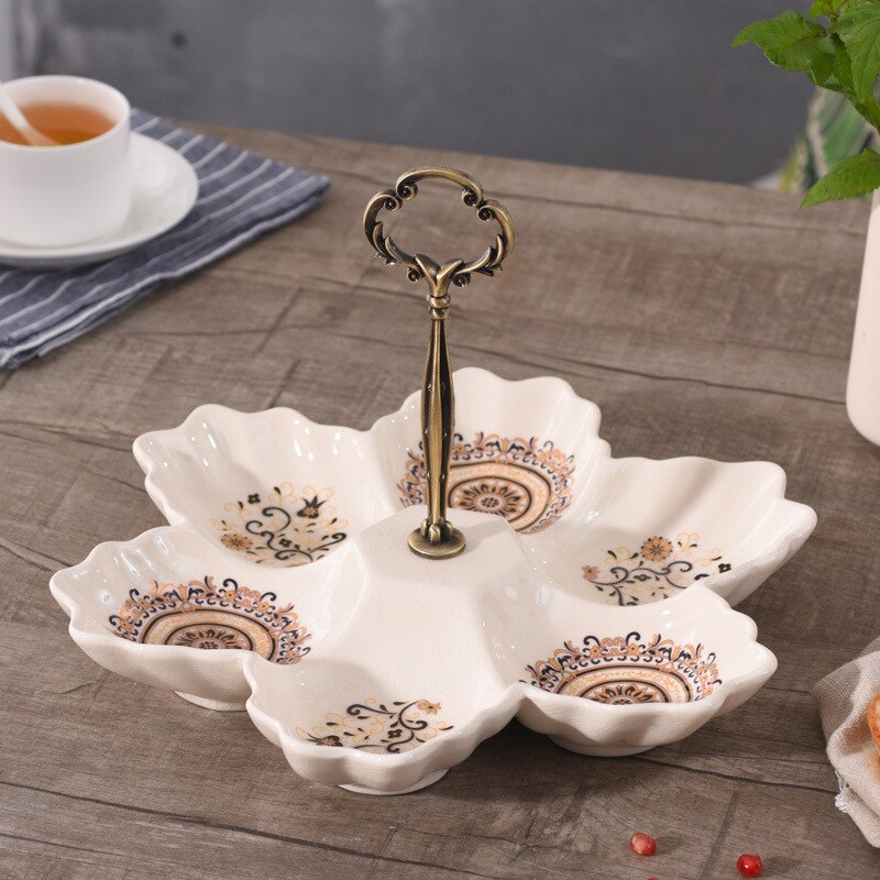 6 grilles en céramique Dessert assiette monocouche hexagonale gâteau assiette fête mariage fruits après-midi thé fruits secs plateaux de stockage: 14-06P